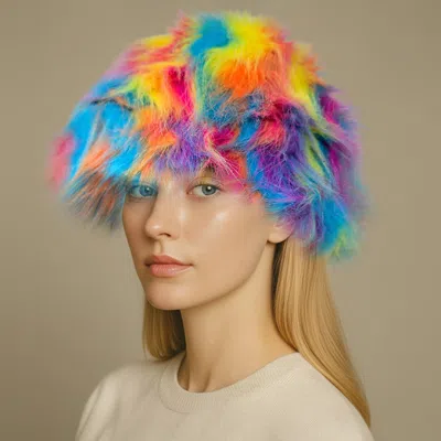 Fashnzfab Faux Fur Soft Plush Winter Bucket Hat In Multi