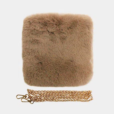 Fashnzfab Faux Fur Square Crossbody Bag In Multi