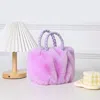 Fashnzfab Faux Fur Tote / Crossbody Bag In Purple