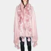 Fashnzfab Faux Fur Trim Pom Pom Dangle Poncho In Pink