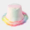 Fashnzfab Faux Fur Trimmed Bucket Hat In Multi