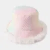 Fashnzfab Faux Fur Trimmed Bucket Hat In White