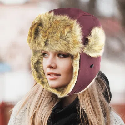 Fashnzfab Faux Fur Trimmed Solid Trapper Hat In White
