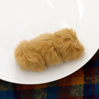 Fashnzfab Faux Fur Triple Pom Pom Barrette In Brown