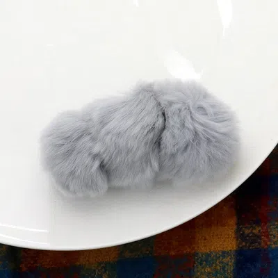 Fashnzfab Faux Fur Triple Pom Pom Barrette In Gray