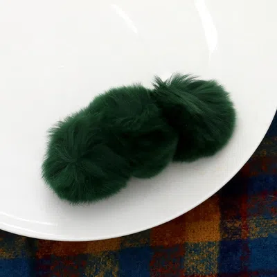 Fashnzfab Faux Fur Triple Pom Pom Barrette In Green