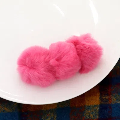 Fashnzfab Faux Fur Triple Pom Pom Barrette In Pink