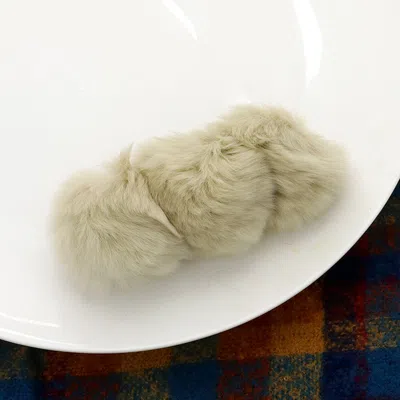 Fashnzfab Faux Fur Triple Pom Pom Barrette In White