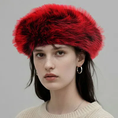Fashnzfab Faux Fur Winter Beret Hat In Gold