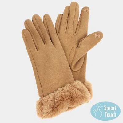 Fashnzfab Faux Fur Wrist Smart Gloves In Beige
