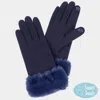 Fashnzfab Faux Fur Wrist Smart Gloves In Blue