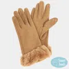 Fashnzfab Faux Fur Wrist Smart Gloves In Brown