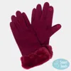 Fashnzfab Faux Fur Wrist Smart Gloves In Red