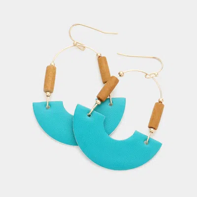 Fashnzfab Faux Leather Accented Link Dangle Earrings In Blue