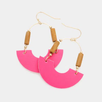 Fashnzfab Faux Leather Accented Link Dangle Earrings In Pink