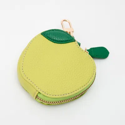 Fashnzfab Faux Leather Apple Keychain / Bag Charm / Coin Purse In Green