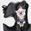 Fashnzfab Faux Leather Back Boho Seed Beaded Dangle Earrings - White In White