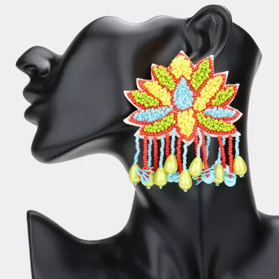 Fashnzfab Faux Leather Back Boho Seed Beaded Dangle Earrings In Black