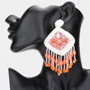 Fashnzfab Faux Leather Back Boho Sequin Seed Beaded Dangle Earrings - White In White
