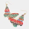 Fashnzfab Faux Leather Back Metal Laser Cut Butterfly Dangle Earrings In Multi