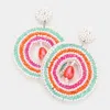 Fashnzfab Faux Leather Back Pearl Centered Beaded Open Circle Dangle Earrings In Multi