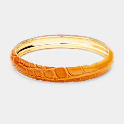 Fashnzfab Faux Leather Bangle Bracelet Brown, Gold In Multi