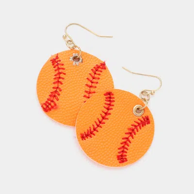 Fashnzfab Faux Leather Baseball Dangle Earrings In Orange