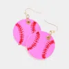 Fashnzfab Faux Leather Baseball Dangle Earrings In Pink