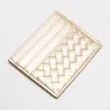 Fashnzfab Faux Leather Basket Weave Card Holder Wallet In Gold
