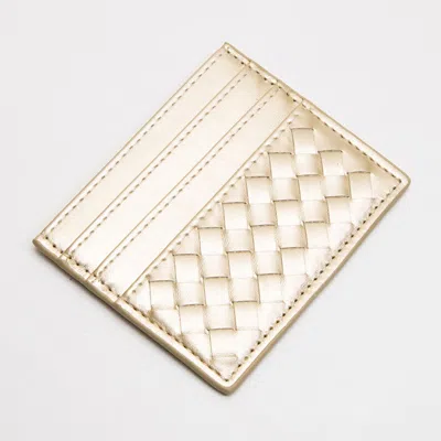 Fashnzfab Faux Leather Basket Weave Card Holder Wallet In Gold