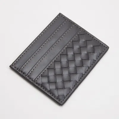 Fashnzfab Faux Leather Basket Weave Card Holder Wallet In Gray