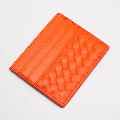 Fashnzfab Faux Leather Basket Weave Card Holder Wallet In Orange