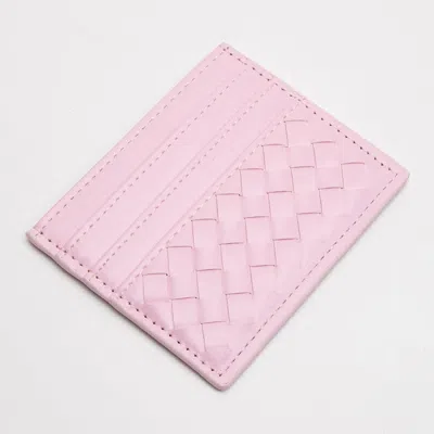 Fashnzfab Faux Leather Basket Weave Card Holder Wallet In Pink