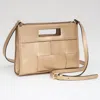 Fashnzfab Faux Leather Basket Weave Crossbody Bag In Gold