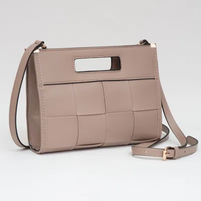 Fashnzfab Faux Leather Basket Weave Crossbody Bag In Gray