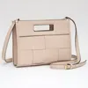 Fashnzfab Faux Leather Basket Weave Crossbody Bag In Sand