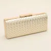 Fashnzfab Faux Leather Basket Weave Evening Clutch Bag / Crossbody Bag In Gold