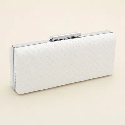 Fashnzfab Faux Leather Basket Weave Evening Clutch Bag / Crossbody Bag In White