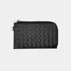 Fashnzfab Faux Leather Basket Weave Flat Card Holder Wallet With Wristlet In Black