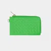 Fashnzfab Faux Leather Basket Weave Flat Card Holder Wallet With Wristlet In Green