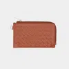 Fashnzfab Faux Leather Basket Weave Flat Card Holder Wallet With Wristlet In Multi