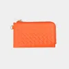 Fashnzfab Faux Leather Basket Weave Flat Card Holder Wallet With Wristlet In Orange