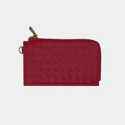 Fashnzfab Faux Leather Basket Weave Flat Card Holder Wallet With Wristlet In White