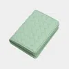Fashnzfab Faux Leather Basket Weave Fold Card Holder Wallet In Green