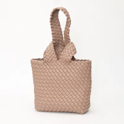 Fashnzfab Faux Leather Basket Weave Knotted Handle Handbag In Gray