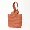 Fashnzfab Faux Leather Basket Weave Knotted Handle Handbag In Multi