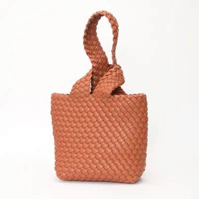 Fashnzfab Faux Leather Basket Weave Knotted Handle Handbag In Multi