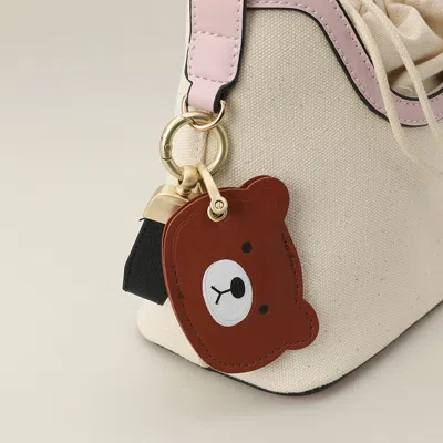 Fashnzfab Faux Leather Bear Keychain / Bag Charm In Brown