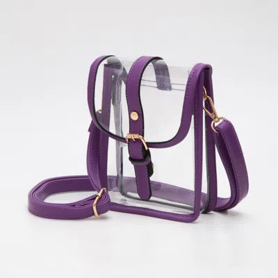 Fashnzfab Faux Leather Belt Buckle Pointed Transparent Crossbody Bag In Multi