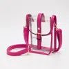 Fashnzfab Faux Leather Belt Buckle Pointed Transparent Crossbody Bag In Pink